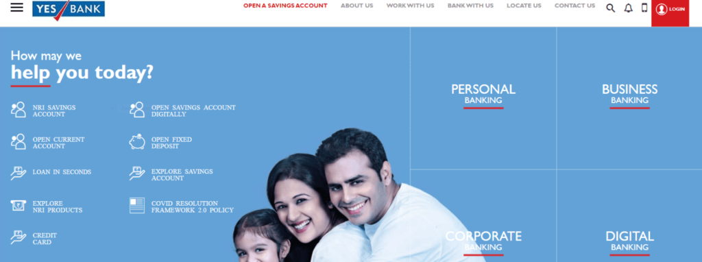 Yes Bank Net Banking Login Page