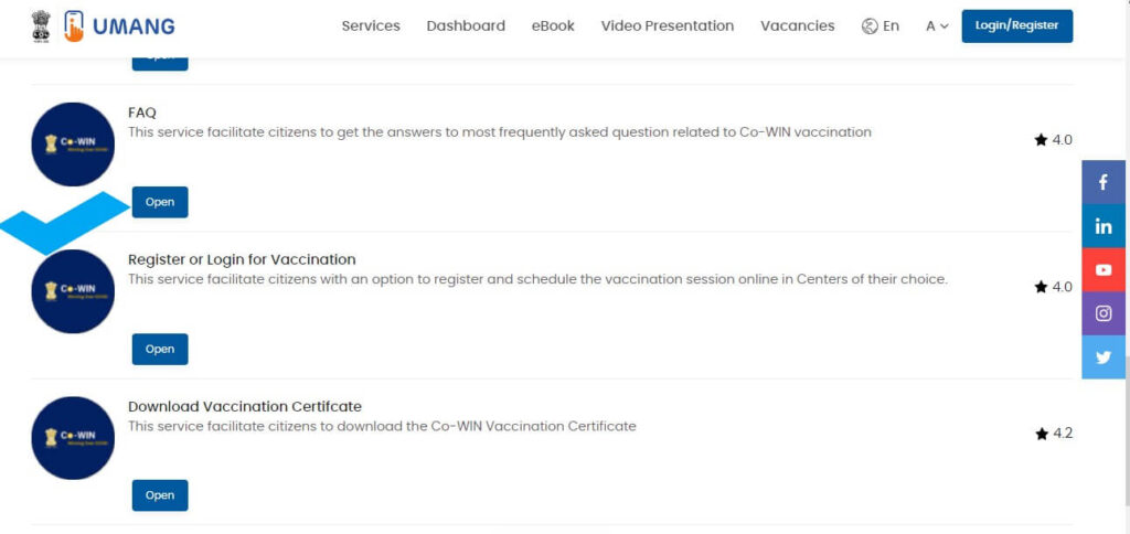 CoWIN Registration Through Umang Portal