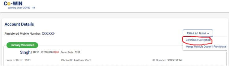 Covid-19 CoWIN Vaccination Certificate Correction Process